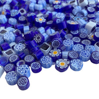 Γυάλινες ψηφίδες – Millefiori – μείγμα σκούρο μπλε - mosaicshop