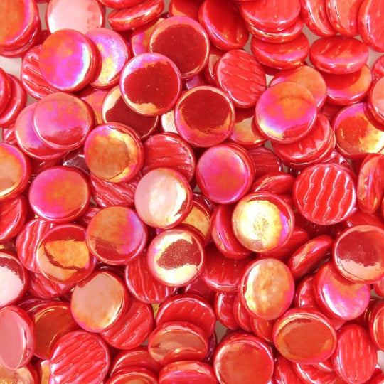 Στρογγυλό γυάλινο πλακίδιο περλέ 18mm – φωτεινό κόκκινο