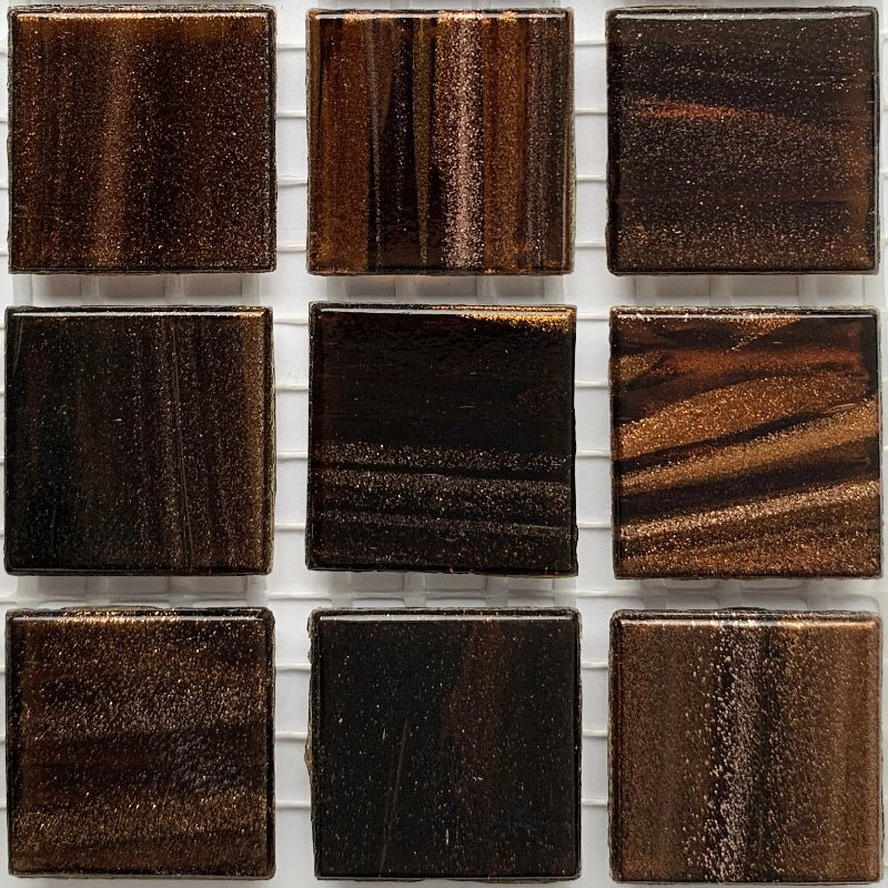 Γυάλινες ψηφίδες με χρυσές φλέβες 20mm – βαθύ τοπάζι - mosaicshop