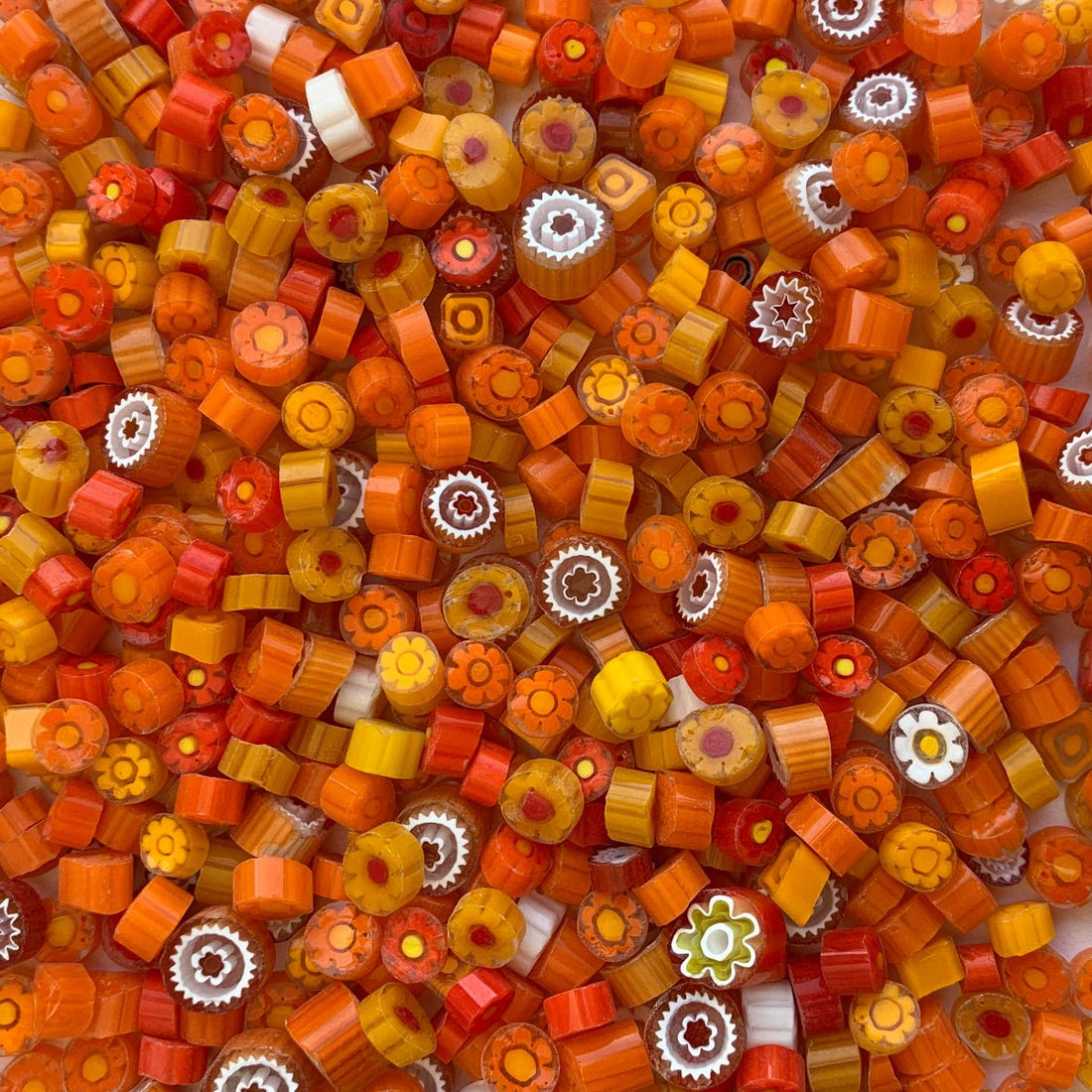 Γυάλινες ψηφίδες – Millefiori – μείγμα πορτοκαλί - mosaicshop